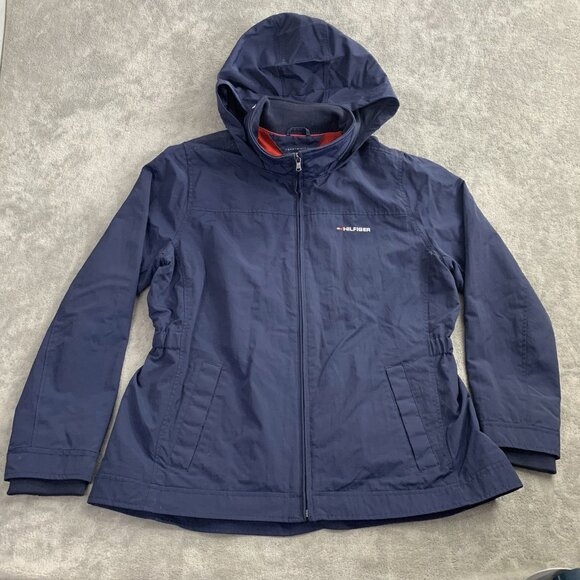 Tommy Hilfiger Regatta Jacket Womens XL Navy Blue Water-Resistant Windbreaker - Picture 1 of 10